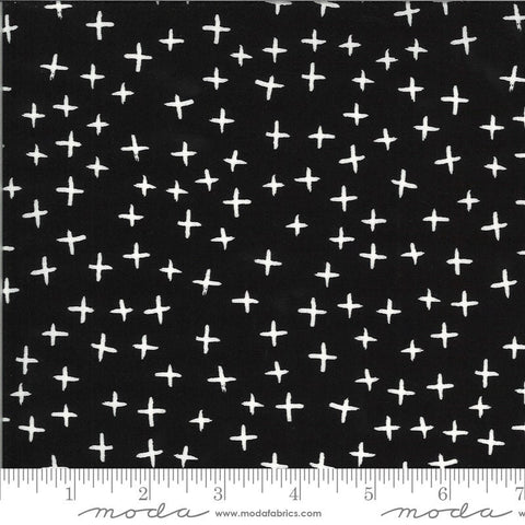 Fat Quarter End of Bolt - SALE Quotation Plus 1734 Ink - Moda Fabrics - Black Cream Plus Signs  - Quilting Cotton Fabric