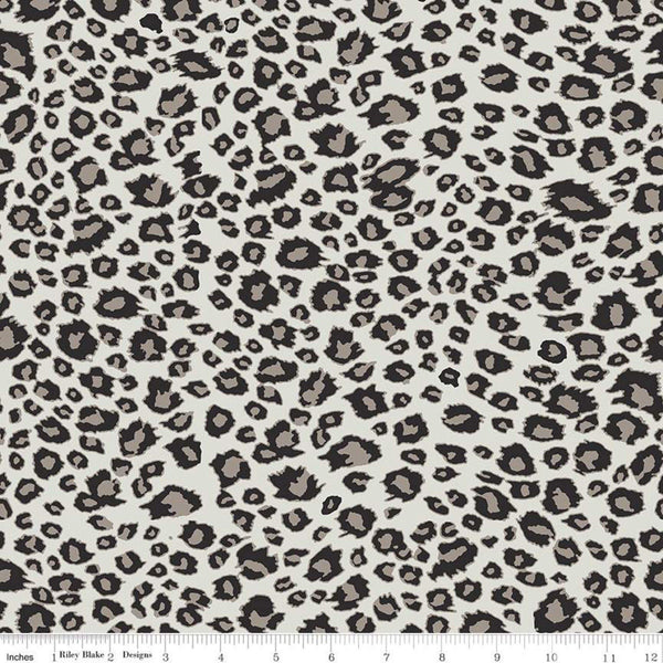 13" End of Bolt - SALE On Safari Leopard C10457 Gray - Riley Blake Designs - Leopard Spots Leopards Animal Print - Quilting Cotton Fabric