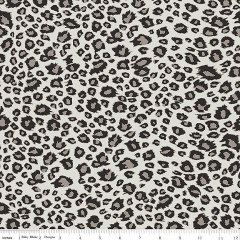 13" End of Bolt - SALE On Safari Leopard C10457 Gray - Riley Blake Designs - Leopard Spots Leopards Animal Print - Quilting Cotton Fabric