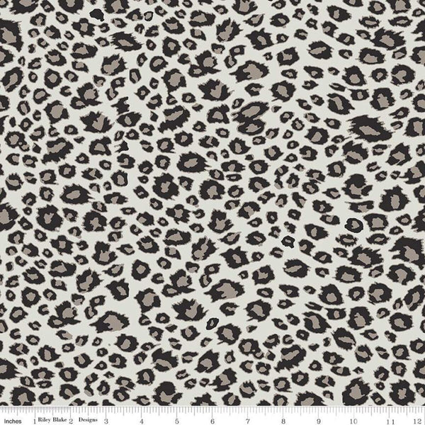 13" End of Bolt - SALE On Safari Leopard C10457 Gray - Riley Blake Designs - Leopard Spots Leopards Animal Print - Quilting Cotton Fabric