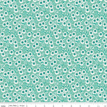 SALE Flea Market Teapot Sea Glass Green Floral Fabric - C10211 - Lori Holt Riley Blake Quilting Cotton Fabric