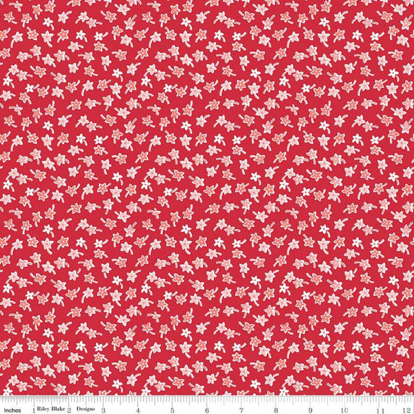 SALE Flea Market Star Flowers C10222 Red - Riley Blake Designs - Floral Flowers Red - Lori Holt  - Quilting Cotton Fabric