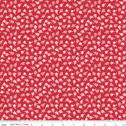 SALE Flea Market Star Flowers C10222 Red - Riley Blake Designs - Floral Flowers Red - Lori Holt  - Quilting Cotton Fabric