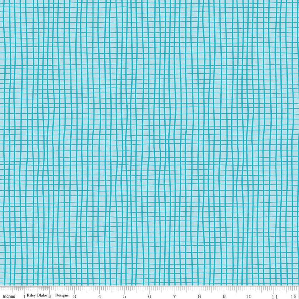 SALE Grl Pwr Grid C10655 Aqua - Riley Blake Designs - Girl Power Geometric Irregular Grid Blue - Quilting Cotton Fabric