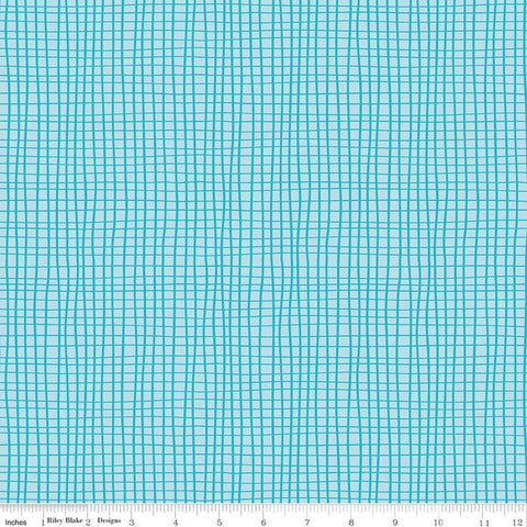 SALE Grl Pwr Grid C10655 Aqua - Riley Blake Designs - Girl Power Geometric Irregular Grid Blue - Quilting Cotton Fabric