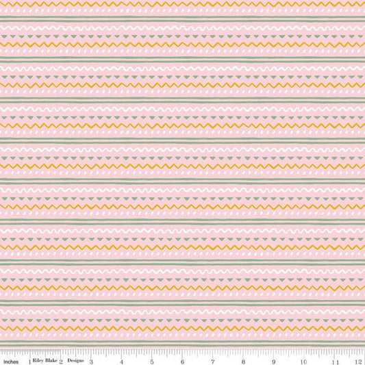 DEAL Easter Egg Hunt Geo C10275 Powder - Riley Blake Designs - Spring Stripes Stripe Wavy Lines Dots Triangles Pink - Quilting Cotton Fabric