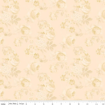 Fat Quarter End of Bolt-CLEARANCE Rose and Violet's Garden Faded Roses C10412 Beehive-Riley Blake-Floral Tone-on-Tone Cream -Quilting Fabric