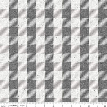 Fat Quarter End of Bolt - All About Plaids Buffalo Check C635 Gray by Riley Blake - 1" Checks Checkered Gray - Quilting Cotton Fabric