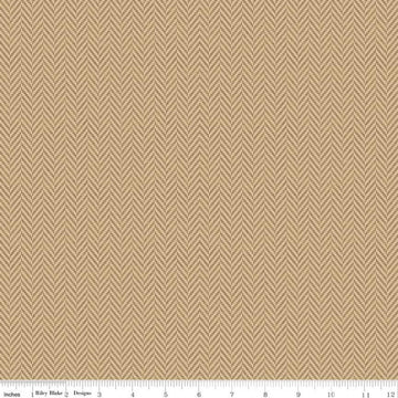 Fat Quarter End of Bolt - All About Plaids Herringbone C636 Tan - Riley Blake Designs - Broken Staggered Zig Zag - Quilting Cotton Fabric