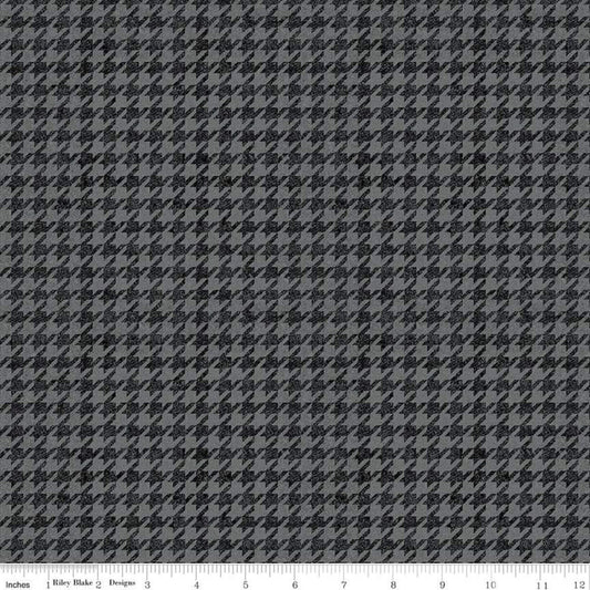 12" End of Bolt - All About Plaids Houndstooth C637 Black by Riley Blake Designs - Broken Check Black Gray - Quilting Cotton Fabric