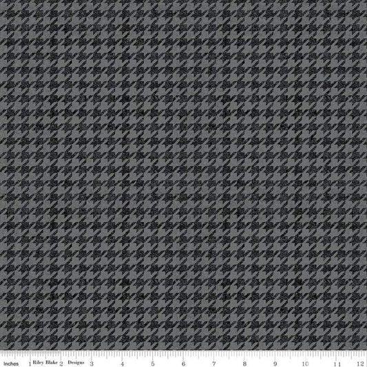 12" End of Bolt - All About Plaids Houndstooth C637 Black by Riley Blake Designs - Broken Check Black Gray - Quilting Cotton Fabric