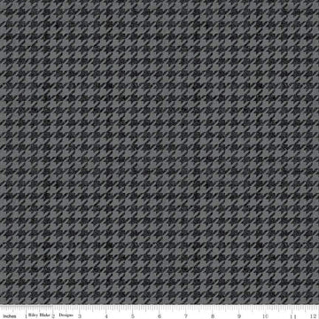 27" End of Bolt - All About Plaids Houndstooth C637 Black by Riley Blake Designs - Broken Check Black Gray - Quilting Cotton Fabric