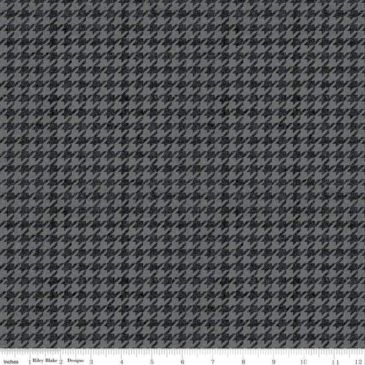 31" End of Bolt - All About Plaids Houndstooth C637 Black by Riley Blake Designs - Broken Check Black Gray - Quilting Cotton Fabric