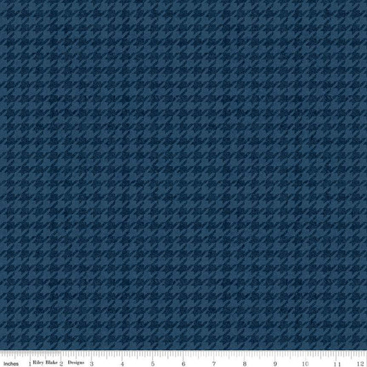 Fat Quarter End of Bolt - All About Plaids Houndstooth C637 Blue by Riley Blake Designs - Broken Check - Quilting Cotton Fabric