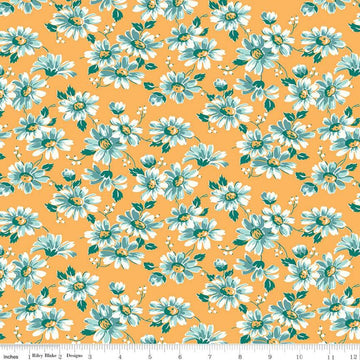 SALE Flea Market Floral Daisy Yellow Gold Flower Fabric - C10213 - Lori Holt Riley Blake Quilting Cotton Fabric