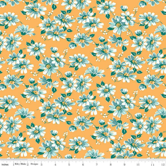 SALE Flea Market Floral Daisy Yellow Gold Flower Fabric - C10213 - Lori Holt Riley Blake Quilting Cotton Fabric