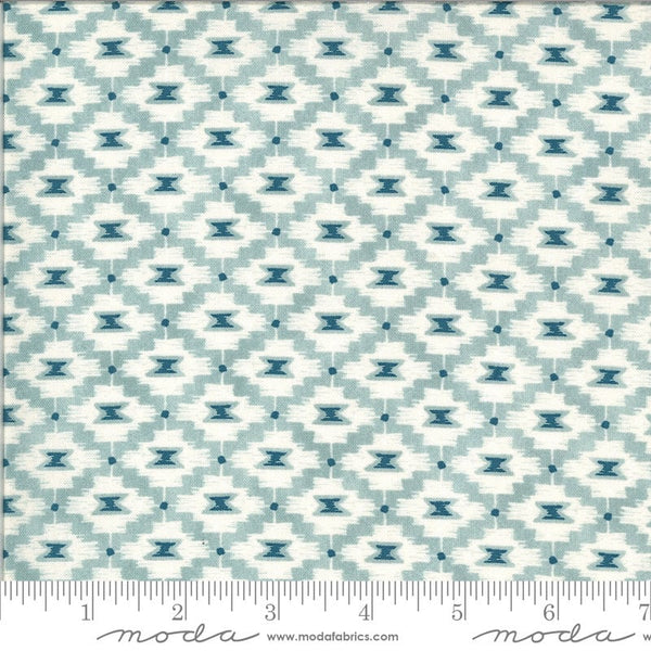 Fat Quarter End of Bolt - SALE Cider Roxbury 30646 Blueberry Crumble - Moda Fabrics - Diamonds Aqua Blue  Off-White - Quilting Cotton Fabric