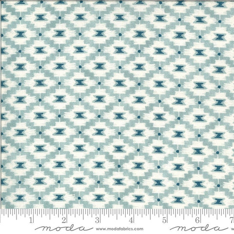 Fat Quarter End of Bolt - SALE Cider Roxbury 30646 Blueberry Crumble - Moda Fabrics - Diamonds Aqua Blue  Off-White - Quilting Cotton Fabric