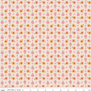 14" End of Bolt - SALE Flea Market Apron C10225 Latte - Riley Blake Designs - Floral Flowers Pink - Lori Holt  - Quilting Cotton Fabric