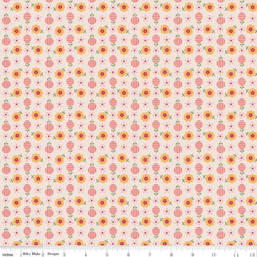15" End of Bolt - SALE Flea Market Apron C10225 Latte - Riley Blake Designs - Floral Flowers Pink - Lori Holt  - Quilting Cotton Fabric