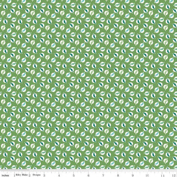 SALE Flea Market Feathers C10226 Clover - Riley Blake Designs - Cream Dots Dotted on Green - Lori Holt  - Quilting Cotton Fabric