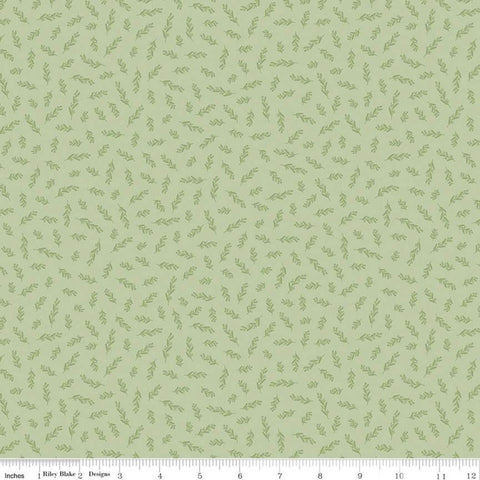 Fat Quarter End of Bolt - SALE Gingham Gardens Stems C10356 Green - Riley Blake Designs - Flowers Leaves - Quilting Cotton Fabric