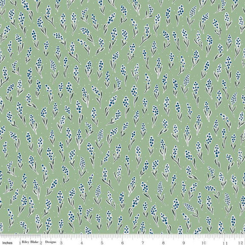 12" End of Bolt - SALE Rocky Mountain Wild Berries C10291 Green - Riley Blake Designs - Floral Berry Sprigs - Quilting Cotton Fabric