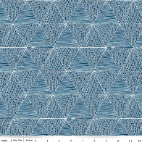 Fat Quarter End of Bolt - SALE Rocky Mountain Wild Peaks C10294 Blue - Riley Blake Designs - Geometric Triangles - Quilting Cotton Fabric