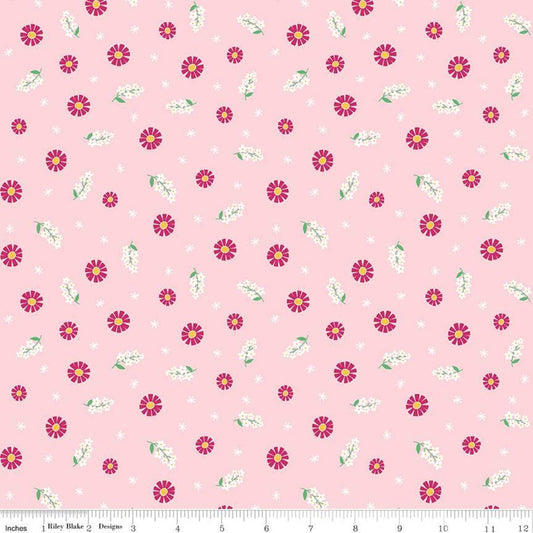 SALE Pure Delight Blooms C10091 Pink - Riley Blake Designs - Floral Flowers Daisies - Quilting Cotton Fabric