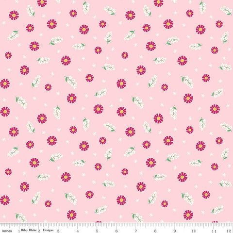 Fat Quarter End of bolt -SALE Pure Delight Blooms C10091 Pink - Riley Blake Designs - Floral Flowers Daisies Daisy -  Quilting Cotton Fabric