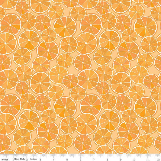 22" End of Bolt Piece - DEAL Grove Slices C10141 Orange - Riley Blake Designs - Citrus Fruit Circles - Quilting Cotton Fabric