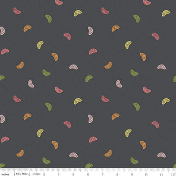 CLEARANCE 29" End of Bolt - Grove Wedges C10143 Charcoal - Riley Blake - Pink Orange Green Citrus Fruit Sections on Gray - Quilting Fabric
