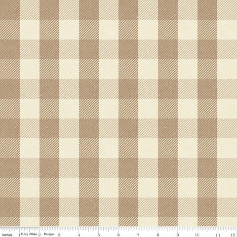 33" End of Bolt - SALE All About Plaids Buffalo Check C635 Tan - Riley Blake - 1" Checks Checkered Tan Beige Cream - Quilting Cotton Fabric