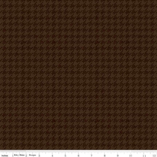16" End of Bolt Piece - All About Plaids Houndstooth C637 Brown by Riley Blake Designs - Broken Check - Quilting Cotton Fabric