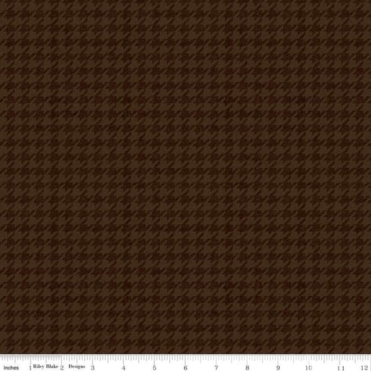 9" End of Bolt Piece - All About Plaids Houndstooth C637 Brown by Riley Blake Designs - Broken Check - Quilting Cotton Fabric