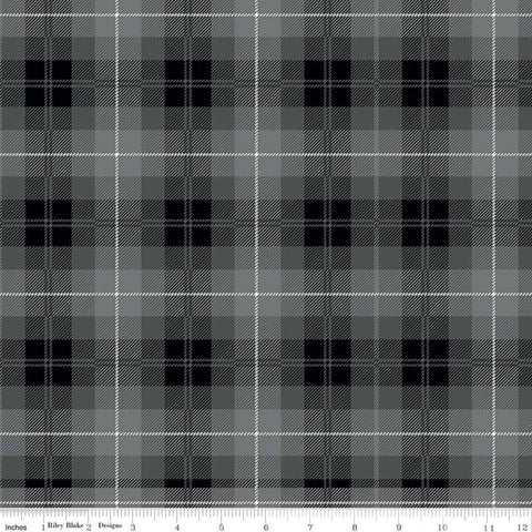 21" End of Bolt Piece - All About Plaids Tartan C638 Black Gray by Riley Blake Designs - Plaid - Quilting Cotton Fabric