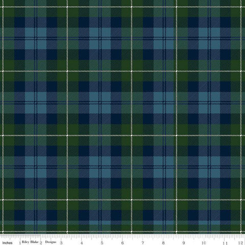 22" End of Bolt - All About Plaids Tartan C638 Blue Green - Riley Blake Designs - Plaid - Quilting Cotton Fabric