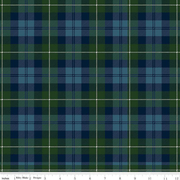 21" End of Bolt - All About Plaids Tartan C638 Blue Green - Riley Blake Designs - Plaid - Quilting Cotton Fabric