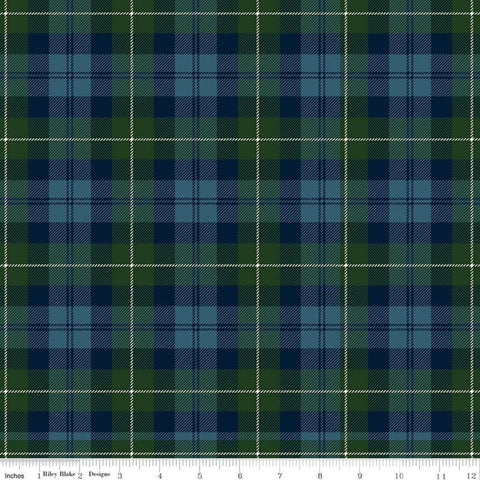 21" End of Bolt - All About Plaids Tartan C638 Blue Green - Riley Blake Designs - Plaid - Quilting Cotton Fabric