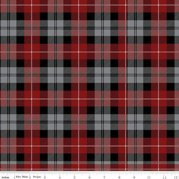 Fat Quarter End of Bolt - All About Plaids Tartan C638 Red Black - Riley Blake Designs - Plaid - Quilting Cotton Fabric