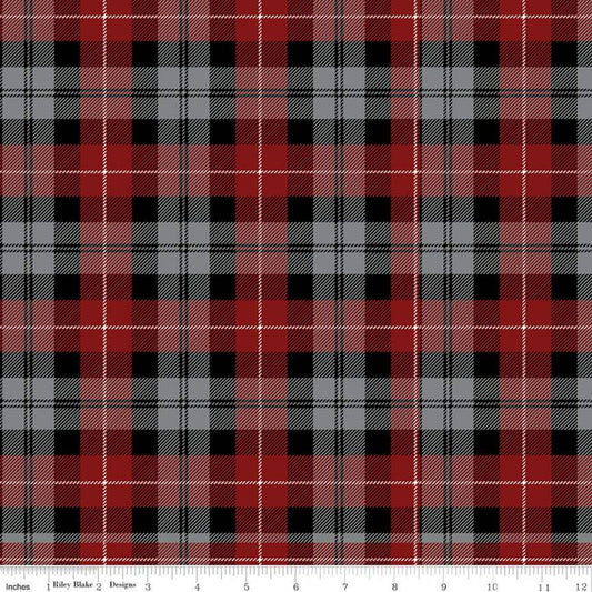 Fat Quarter End of Bolt - All About Plaids Tartan C638 Red Black - Riley Blake Designs - Plaid - Quilting Cotton Fabric