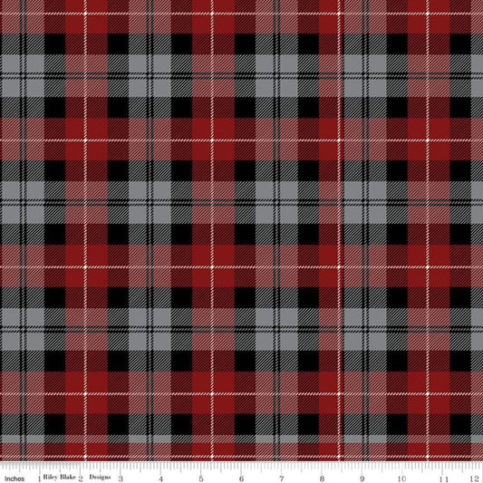 19" End of Bolt - SALE All About Plaids Tartan C638 Red Black - Riley Blake Designs - Plaid - Quilting Cotton Fabric