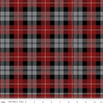 14" End of Bolt - All About Plaids Tartan C638 Red Black - Riley Blake Designs - Plaid - Quilting Cotton Fabric