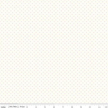 DEAL Baby Pink Flat Swiss Dots on Cream C600 Le Creme - Pink Polka Dot on Cream Dotted - Riley Blake Designs  - Quilting Cotton Fabric
