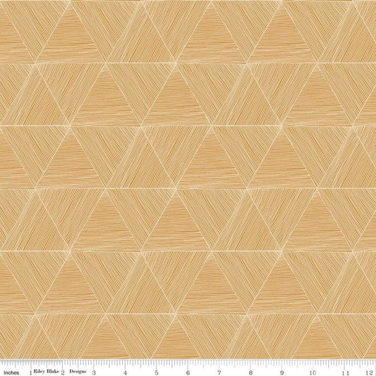 27" End of Bolt - SALE Rocky Mountain Wild Peaks C10294 Golden - Riley Blake - Geometric Triangles Triangle Gold - Quilting Cotton Fabric