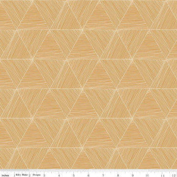 Fat Quarter End of Bolt - SALE Rocky Mountain Wild Peaks C10294 Golden - Riley Blake - Geometric Triangle Gold - Quilting Cotton Fabric
