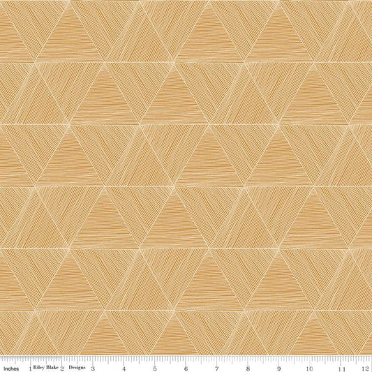 23" End of Bolt - SALE Rocky Mountain Wild Peaks C10294 Golden - Riley Blake - Geometric Triangles Triangle Gold - Quilting Cotton Fabric