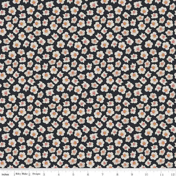 Fat Quarter End of Bolt - CLEARANCE Faith, Hope & Love Flowers C10323 Charcoal - Riley Blake Designs - Floral - Quilting Cotton Fabric