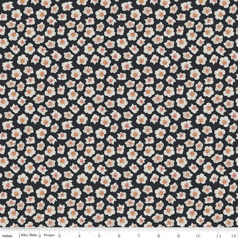 Fat Quarter End of Bolt - CLEARANCE Faith, Hope and Love Flowers C10323 Charcoal - Riley Blake Designs - Floral - Quilting Cotton Fabric