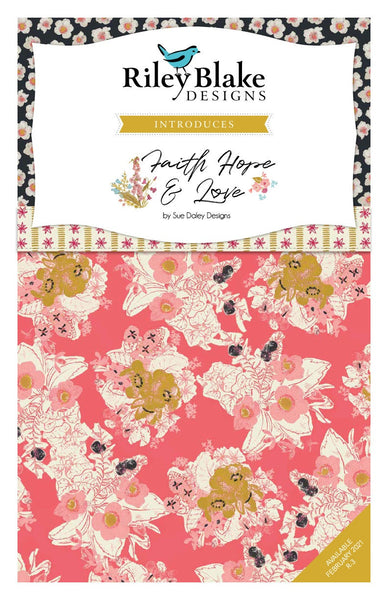 SALE Faith, Hope and Love Fat Quarter Bundle 21 pieces - Riley Blake Designs - Pre cut Precut - Flowers Floral - Quilting Cotton Fabric